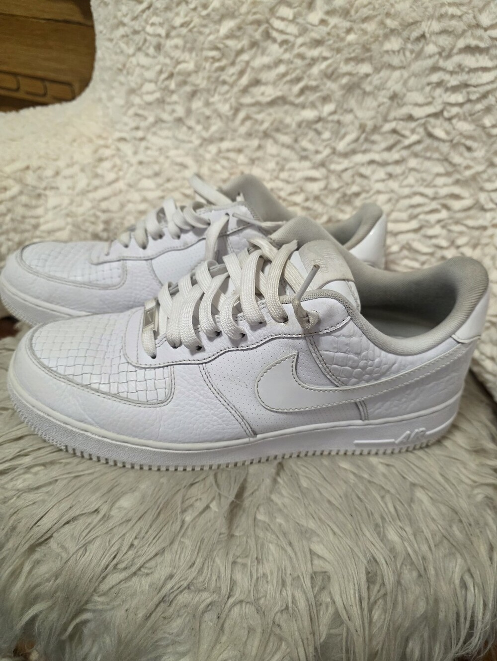 Nike Air Force 1 Low White Croc-Embossed Sneakers